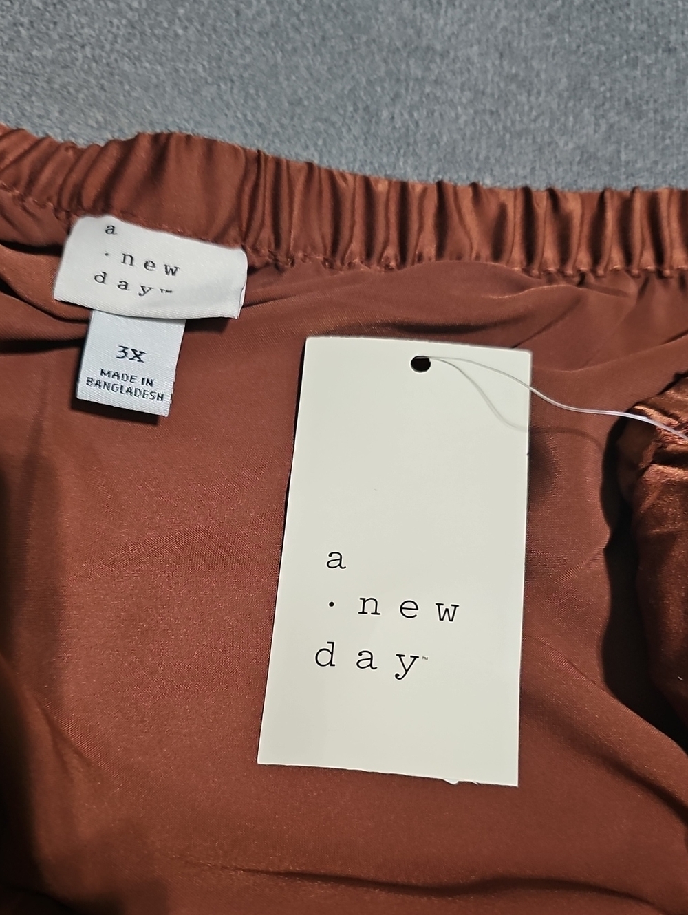 NWT A New Day Skirt Midi/Maxi Satiny Brown Pull On 3X Flowy - Picture 5 of 7